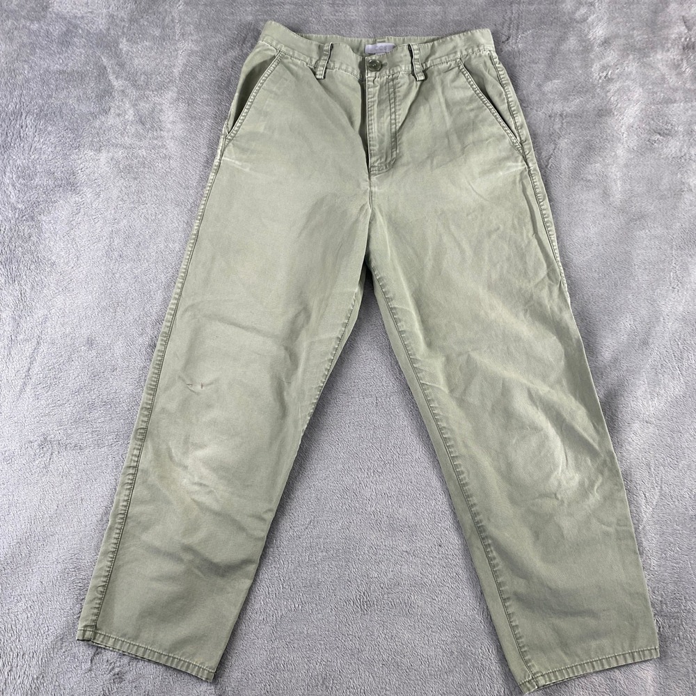COS Pants Womens 4 Green Straight Leg High Rise Cotton Twill Chino Trousers